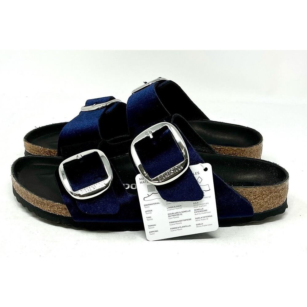 Birkenstock Arizona Big Buckle Midnight Blue Velvet Sandals EU 38 Ladies 7 NIB - Picture 7 of 10